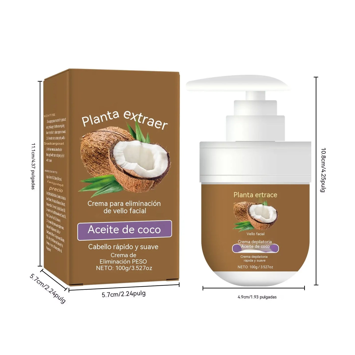 🔥🌷【Oferta especial✨】Crema depilatoria facial y labial con aceite de coco: suave y no irritante