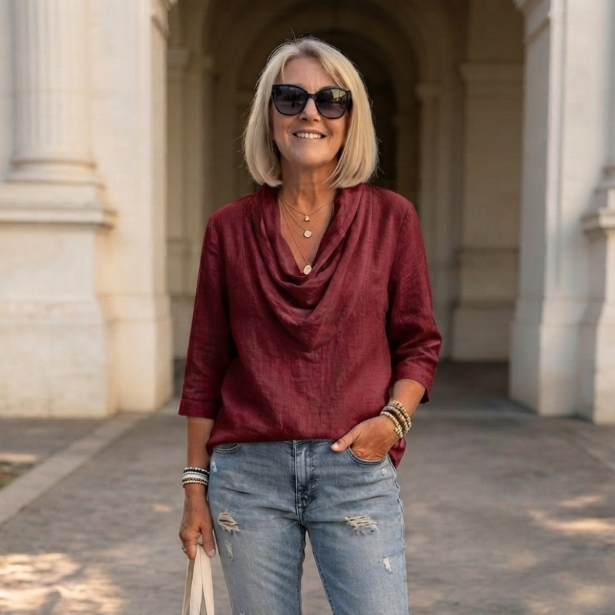 ✨50% de descuento✨ Elegante camisa de lino para mujer, ideal para el verano, con cuello tipo cascada y tejido suave y transpirable.✅️Pago contra entrega