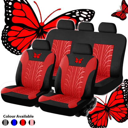 【50% off 】🦋Uniwersalny zestaw haftowanych pokrowców na siedzenia samochodowe w kolorze czerwonym w kształcie motyla-3911934