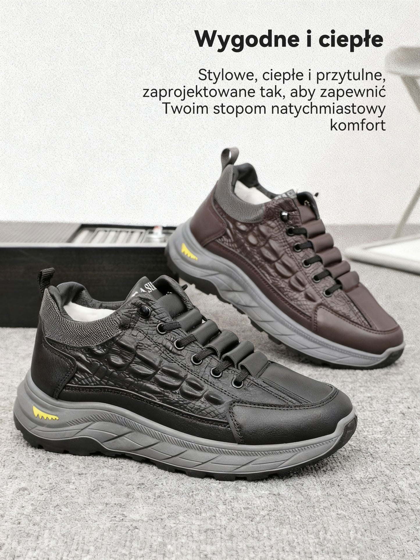 🥾Ciepłe, zimowe buty męskie z aksamitu, ze wzorem krokodyla, niezbędne podczas wypoczynku na świeżym powietrzu