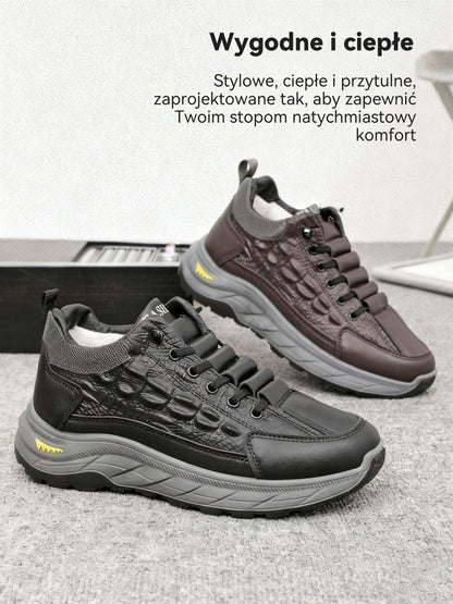 🥾Ciepłe, zimowe buty męskie z aksamitu, ze wzorem krokodyla, niezbędne podczas wypoczynku na świeżym powietrzu