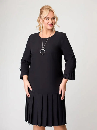 💌 【S-5XL】👗 2024 zimowa nowa wysokiej jakości elegancka sukienka w jednolitym kolorze-3821497