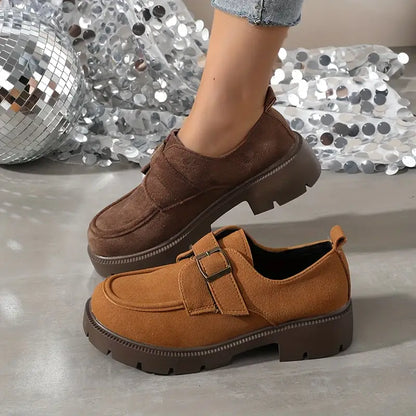 🔥✨【35-40】Nowe zimowe damskie skórzane buty z grubą podeszwą, modne i eleganckie, aksamitne do wyboru