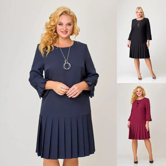 ✨🌈【S-5XL】👗 2025 zimowa nowa wysokiej jakości elegancka sukienka w jednolitym kolorze