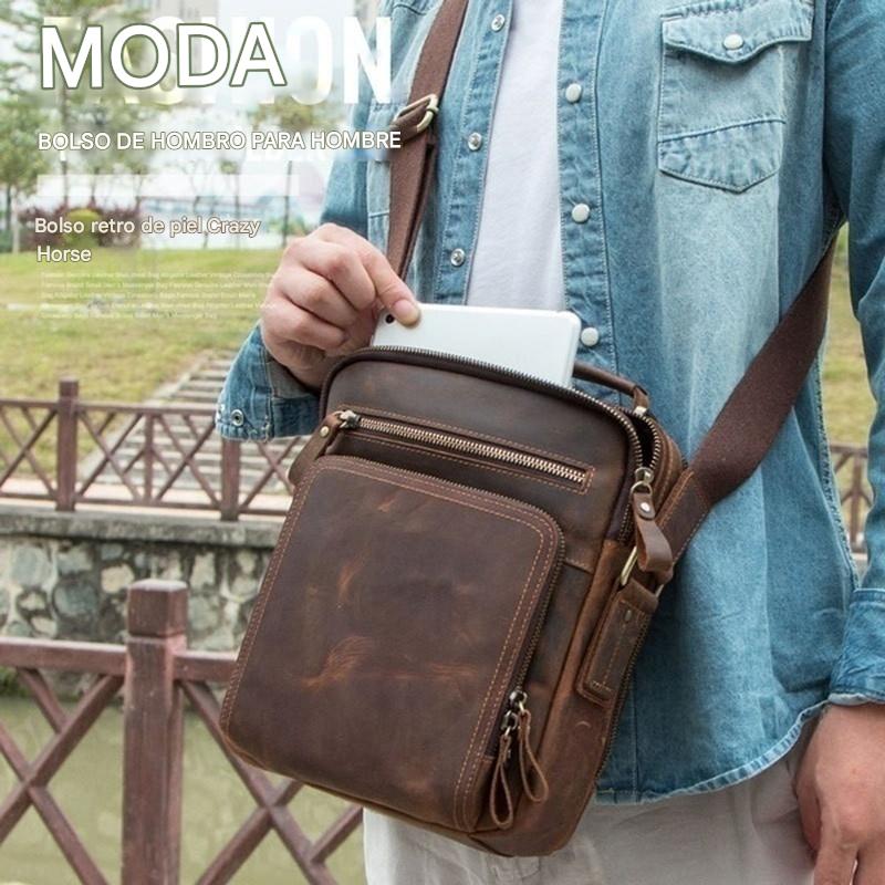 🔥👜【¡Más vendido!✨】【50% de descuento✨】👍🎁Bolso de hombro de cuero genuino para hombre: casual y elegante, ligero y práctico, un accesorio esencial para el trabajo.