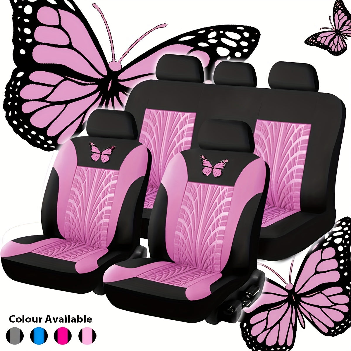 【50% off 】🦋Uniwersalny zestaw haftowanych pokrowców na siedzenia samochodowe w kolorze czerwonym w kształcie motyla-3911934