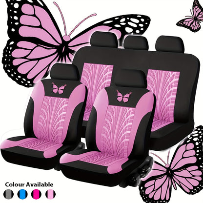 【50% off 】🦋Uniwersalny zestaw haftowanych pokrowców na siedzenia samochodowe w kolorze czerwonym w kształcie motyla-3911934