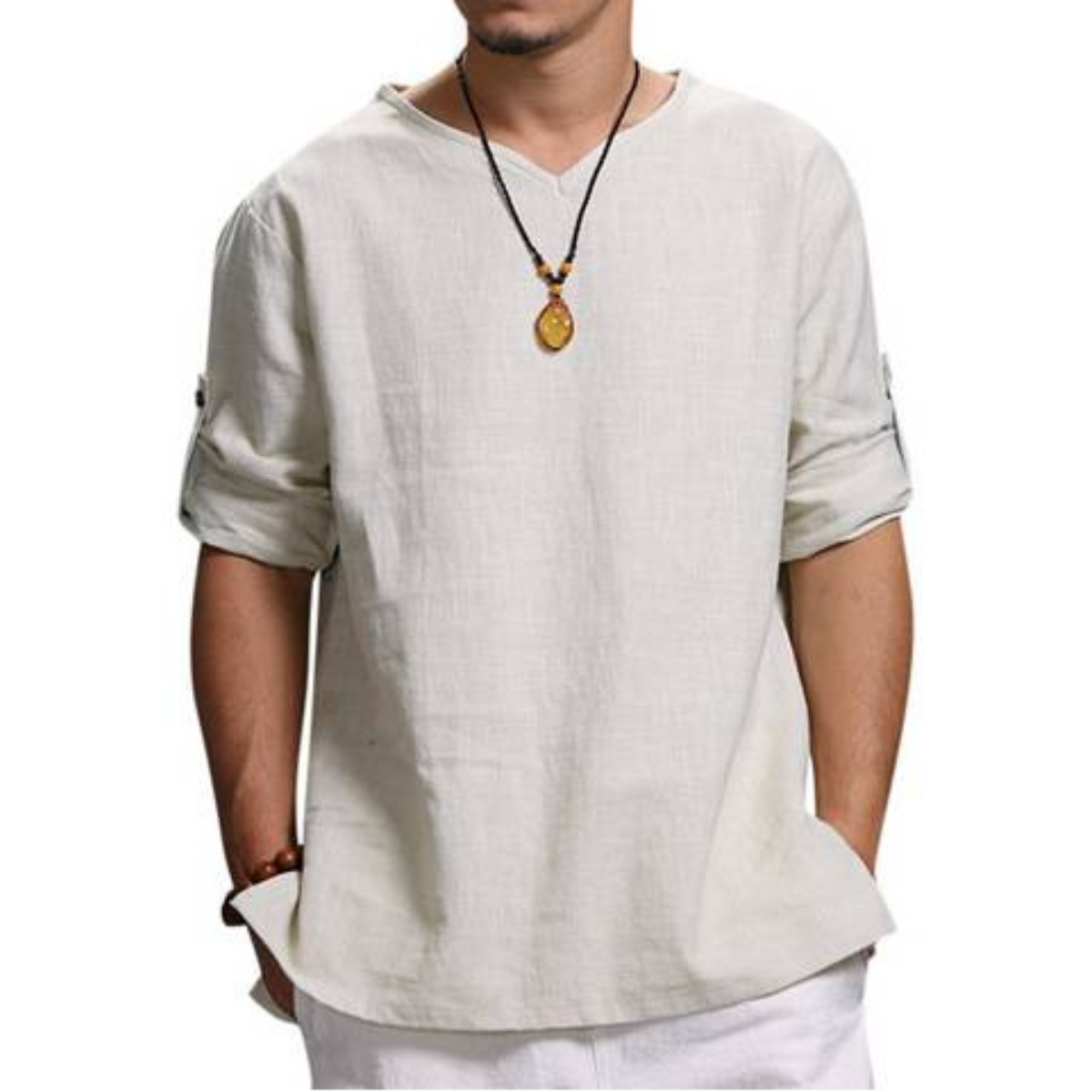 👔50% de descuento🔥 Camisa de hombre confeccionada en algodón y lino, holgada y transpirable.✅️Pago contra entrega