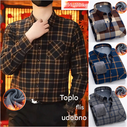 🔥👔【L-5XL】 Ciepła koszula biznesowa z długim rękawem na jesień i zimę3895561