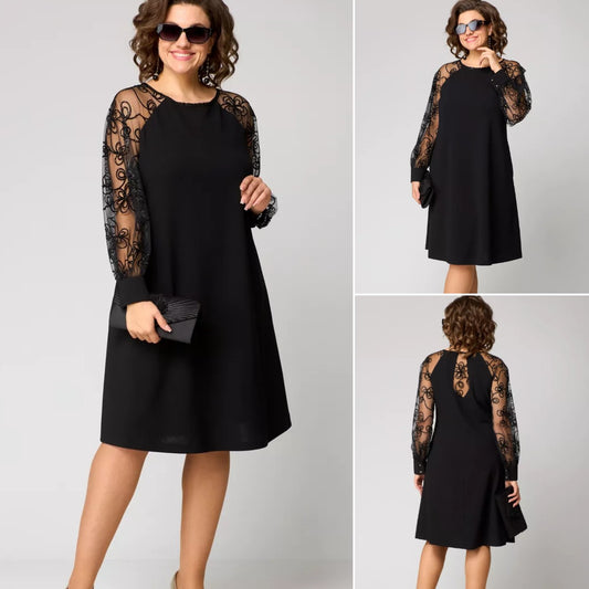 🔥✨【Jesień i zima Nowy styl】【S-5XL】🍁⛄Nowa elegancka sukienka, wykonana z wysokiej jakości koronki, w stylu retro