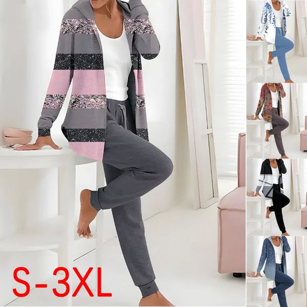 🔥【S-3XL】🔥Jesienno-zimowy damski dwuczęściowy garnitur z nadrukiem, spodnie z długim rękawem3824446