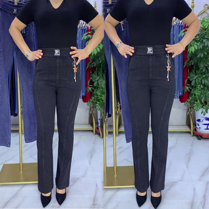 👖【високо качество】【M-4XL】Дамски еластични дънки с висока талия