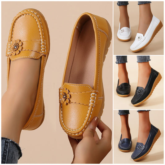 🔥✨【35-44】Damskie płaskie ozdobne mokasyny w kwiaty, jednokolorowe obuwie codzienne, lekkie i wygodne buty