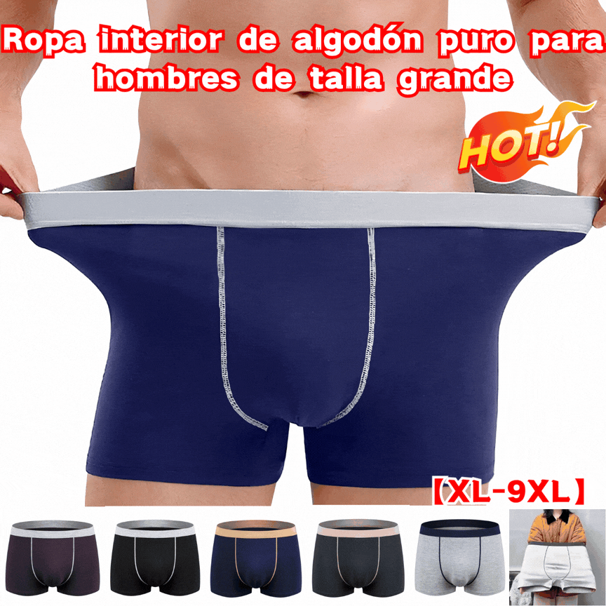😍🛒【4 piezas】Ropa interior de algodón puro para hombres de talla grande【45kg-150kg】✅️Pago contra entrega