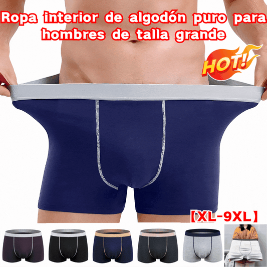 😍🛒【4 piezas】Ropa interior de algodón puro para hombres de talla grande【45kg-150kg】✅️Pago contra entrega