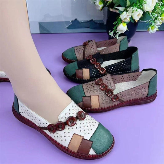 【35-41】2025 Nowe buty codzienne z miękkiej skóry Wygodne buty oddychające Bez sznurowadeł Buty płatne