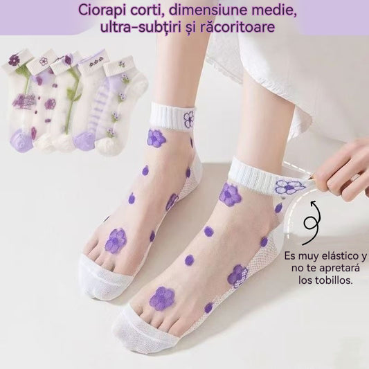🧦[Juego de 10] Calcetines tobilleros de seda fría ultrafinos, perfectos para el verano.