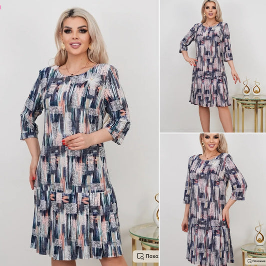 🔥🎀【S-5XL】✨Wiosenna nowa elegancka sukienka z rękawami trzy czwarte, drukowana, modna i elegancka, wysokiej jakości