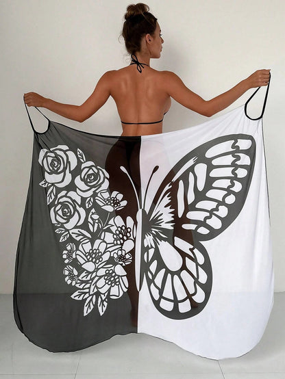 ✨🦋【Nowy produkt ze zniżką】🦋Nowe damskie szyfonowe narzutki przeciwsłoneczne z nadrukiem motyli na plażę 2025