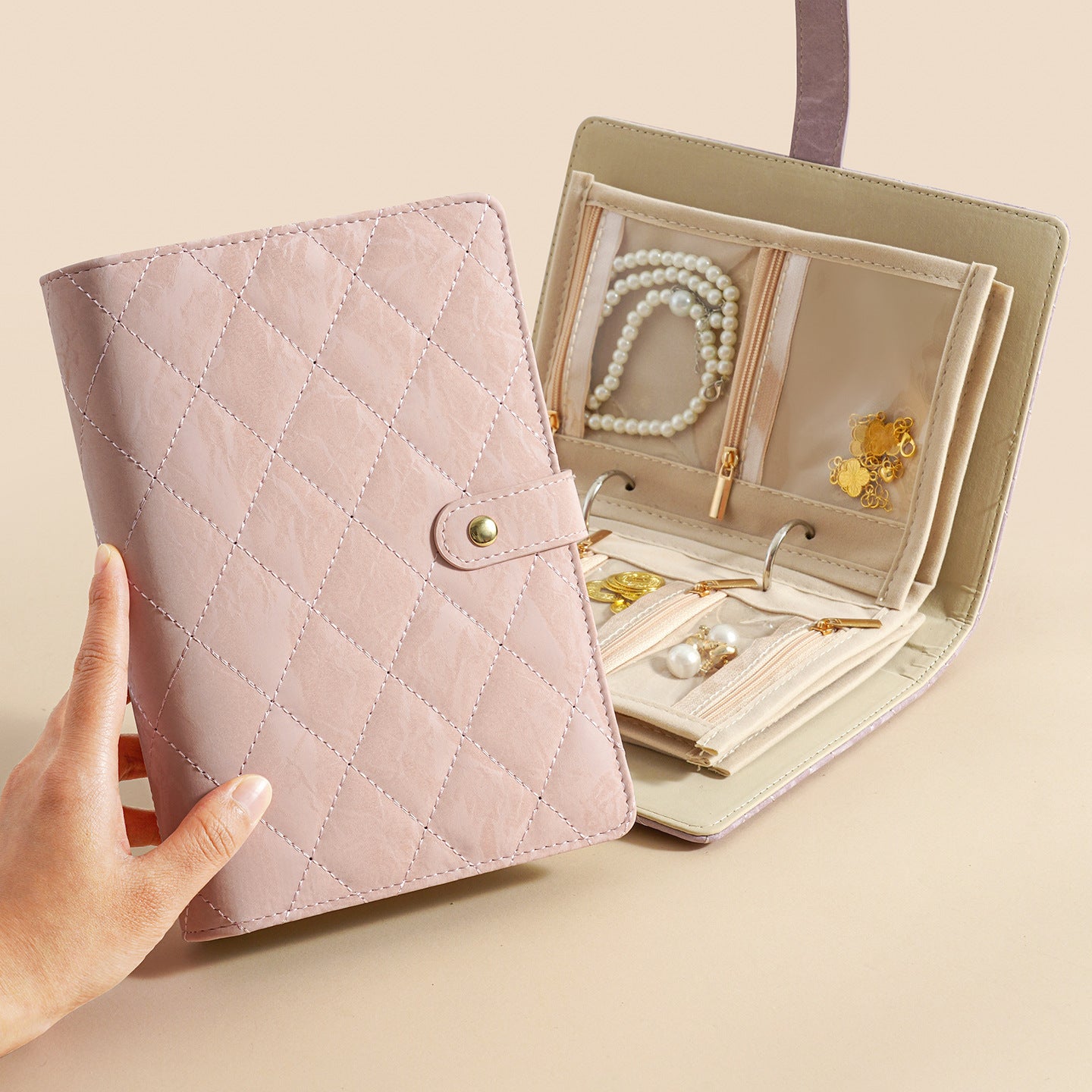 🔥 Гореща 50% отстъпка 🔥 Стилна преносима чантичка за бижута с кариран мотив