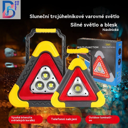 Trojúhelníková solární LED výstražná světla pro zvýšení bezpečnosti řízení a v nouzových situacích