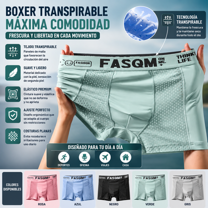 💥👍【6 piezas】Calzoncillos bóxer de malla transpirable de seda helada para hombre