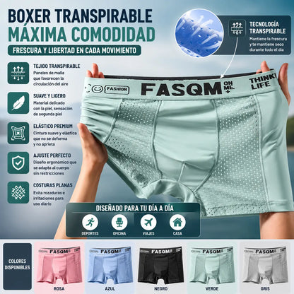 💥👍【6 piezas】Calzoncillos bóxer de malla transpirable de seda helada para hombre