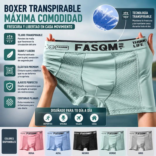 💥👍【6 piezas】Calzoncillos bóxer de malla transpirable de seda helada para hombre