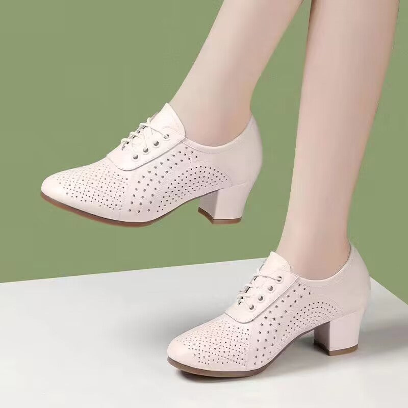 【35~40】2025 Jesień Nowe Damskie Skórzane Buty Taneczne Buty-3929953