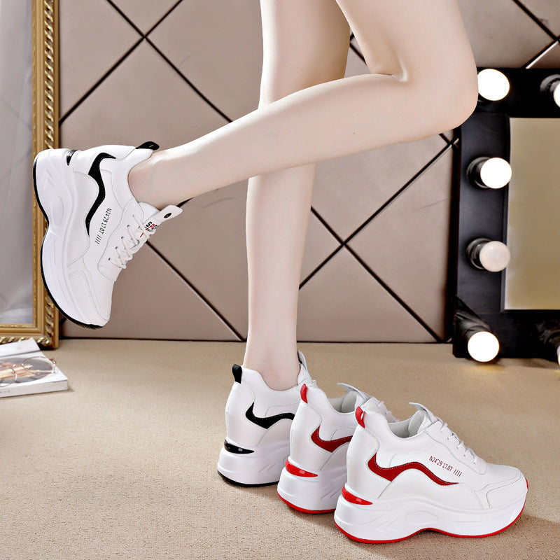 【35-40】🎉👟Nowe damskie skórzane buty sportowe z wysoką cholewką i grubą podeszwą, wodoodporne i wygodne
