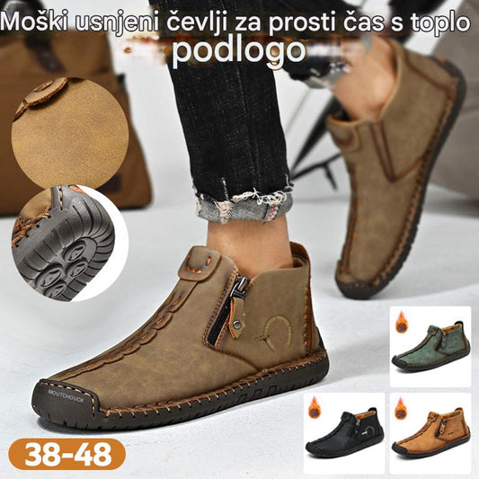 👞💥【38-48】Novost Zima 2025: Moške Martens čevlje s podlogo iz krzna in zadrgo – Topli, udobni in stilski za zimske dni!