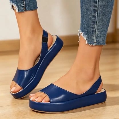 👡Pago contra entrega✅ Sandalias de punta abierta en piel auténtica con plataforma – Suela anatómica suave, estilo sin cordones☀️✨