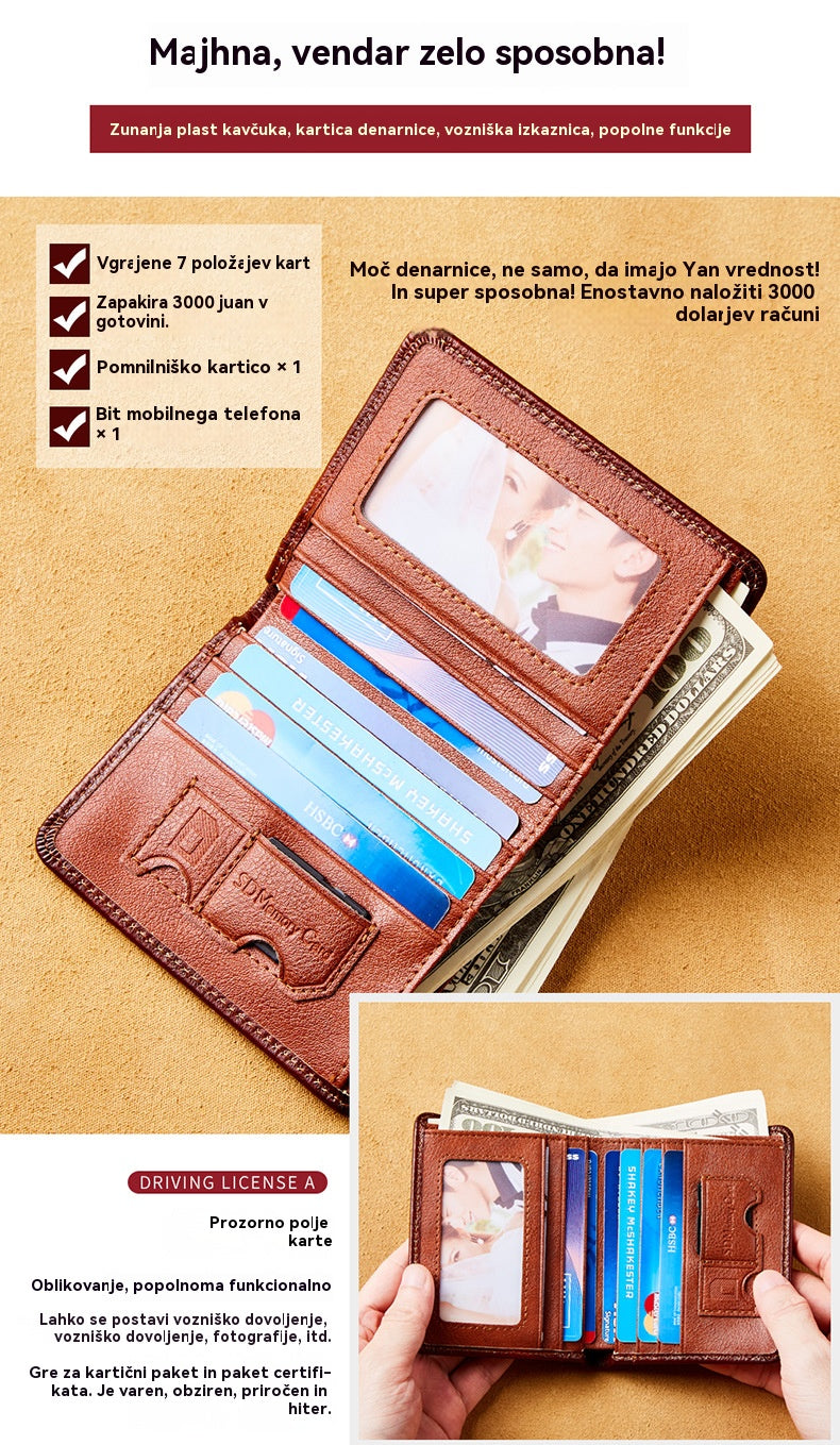 🎁 Moška usnjena denarnica iz pravega govejega usnja - RFID zaščita in eleganten dizajn