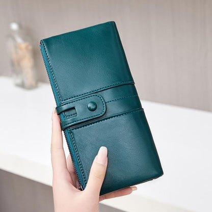 💼🔥【50% отстъпка】Многофункционален дамски портфейл, ръчно изработен от кожа, против кражба, двоен цип