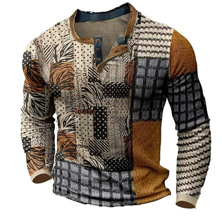 【S-4XL】Męska koszulka polo z długim rękawem i nadrukiem3898733
