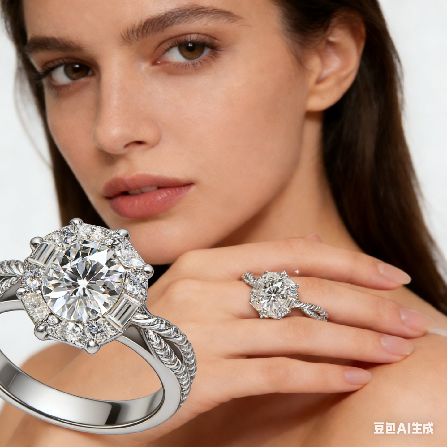 💍🌠Anillo artesanal con gypsophila, diseño ajustable con banda abierta.