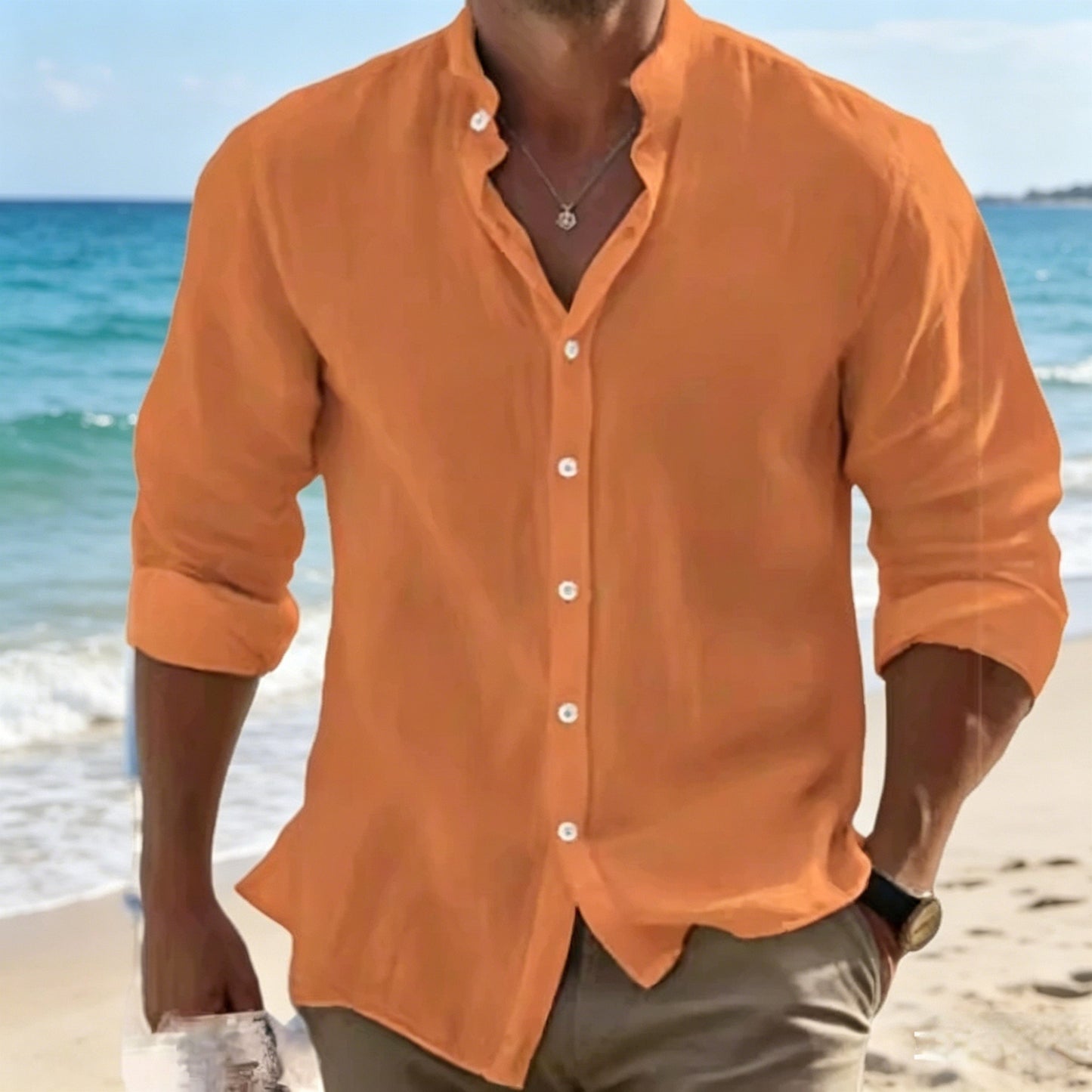 🔥【M–5XL】Camisa de hombre transpirable de algodón y lino: cómoda, ligera y de corte holgado.