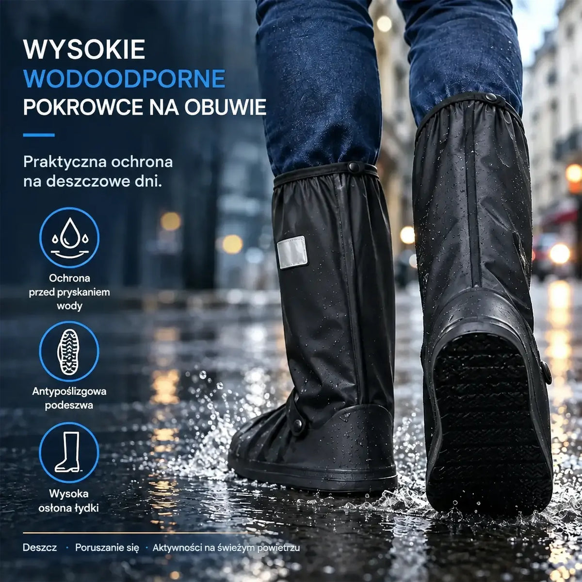 【1 para】Chroń swoje sneakersy przed deszczem! Wytrzymałe, wodoodporne ochraniacze na buty: antypoślizgowe i składane – łatwe do schowania w torbie 🌧️