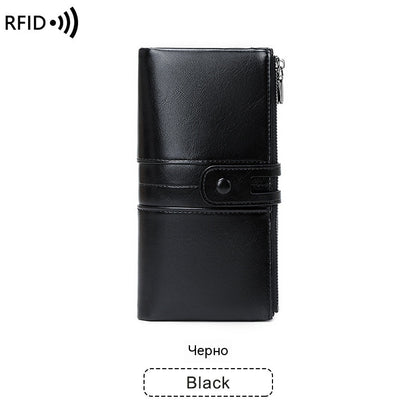 💼🔥【50% отстъпка】Многофункционален дамски портфейл, ръчно изработен от кожа, против кражба, двоен цип