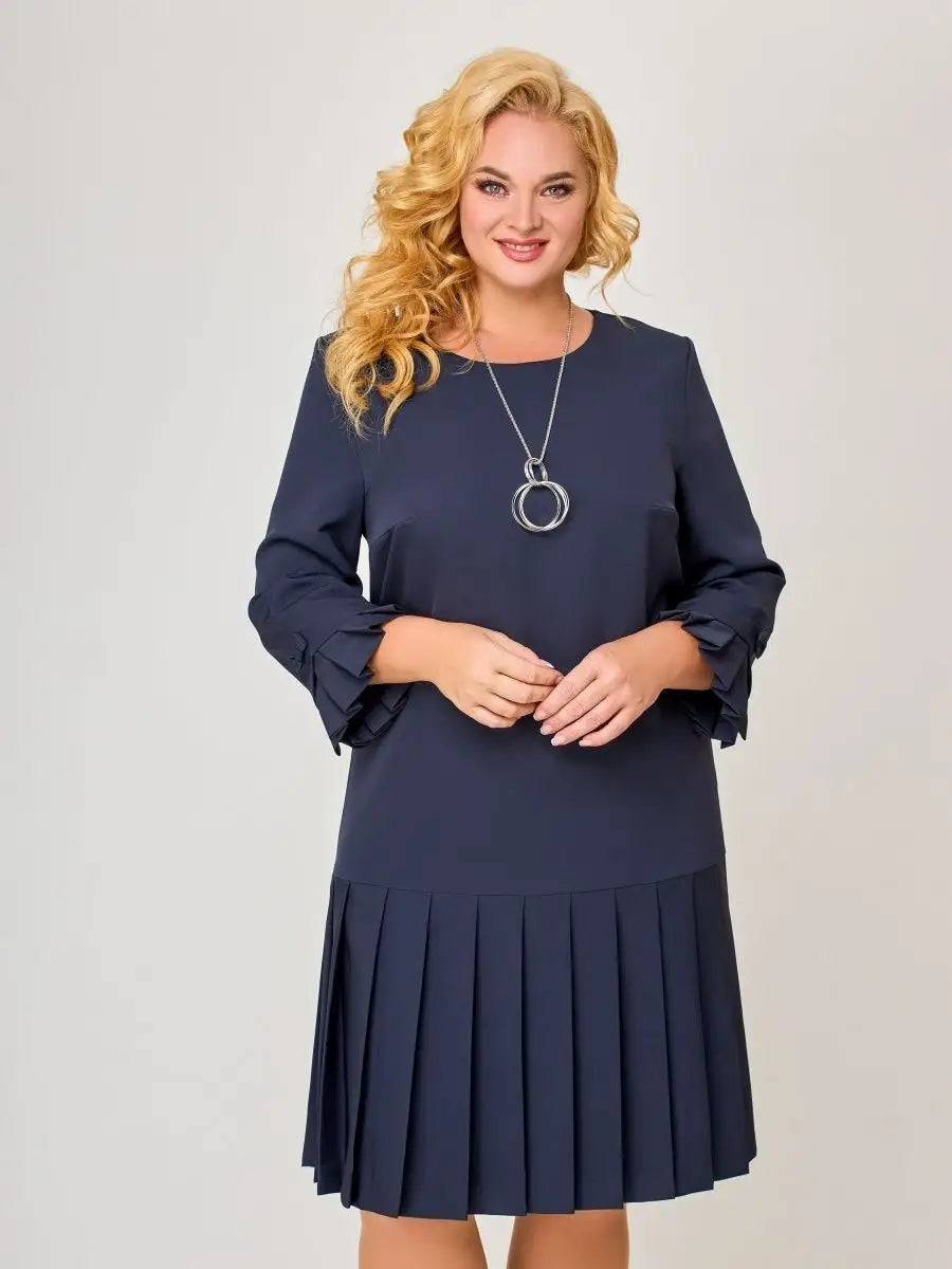 💌 【S-5XL】👗 2024 zimowa nowa wysokiej jakości elegancka sukienka w jednolitym kolorze-3821497