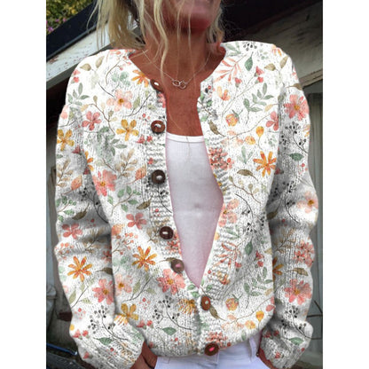 🔥🌷【50% zniżki✨】【S-5XL】Nowy zimowy damski sweter kardigan w stylu retro z eleganckim nadrukiem