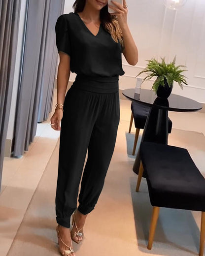 Dwuczęściowy damski komplet w casualowym stylu-3930030