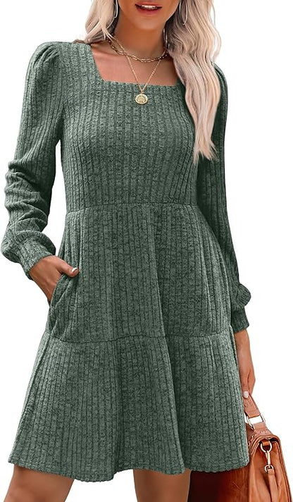 🔥🔥【S-2XL】2024 nowa zimowa modna damska dzianinowa sukienka wewnętrzna, delikatna i elegancka-3801532