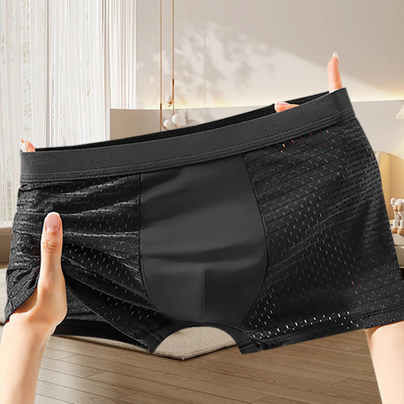 🔥【4/8 bucăți】Lenjerie de corp din bumbac din mătase de gheață antibacteriană pentru bărbați