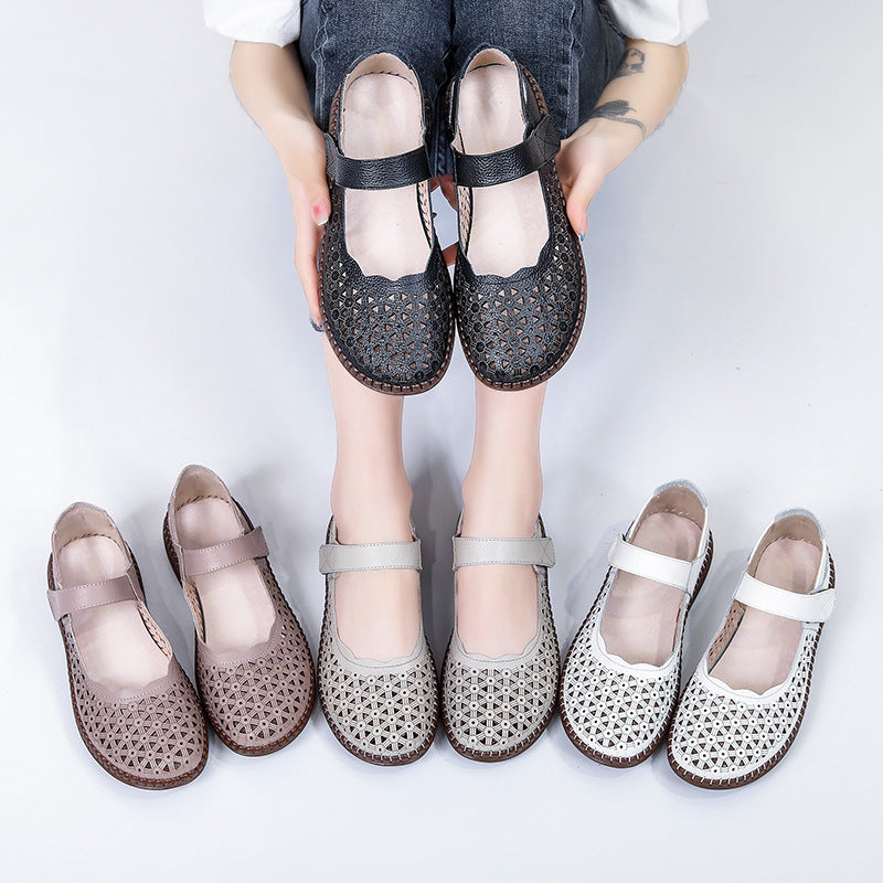 👡👡【35-40】【Piel de vaca de primera capa】Sandalias de mujer de piel auténtica, zapatos de suela blanda.