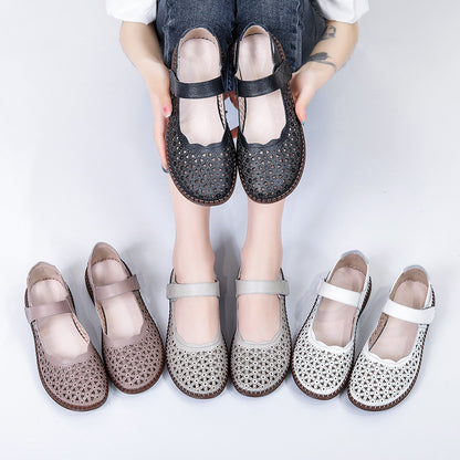 👡👡【35-40】【Piel de vaca de primera capa】Sandalias de mujer de piel auténtica, zapatos de suela blanda.