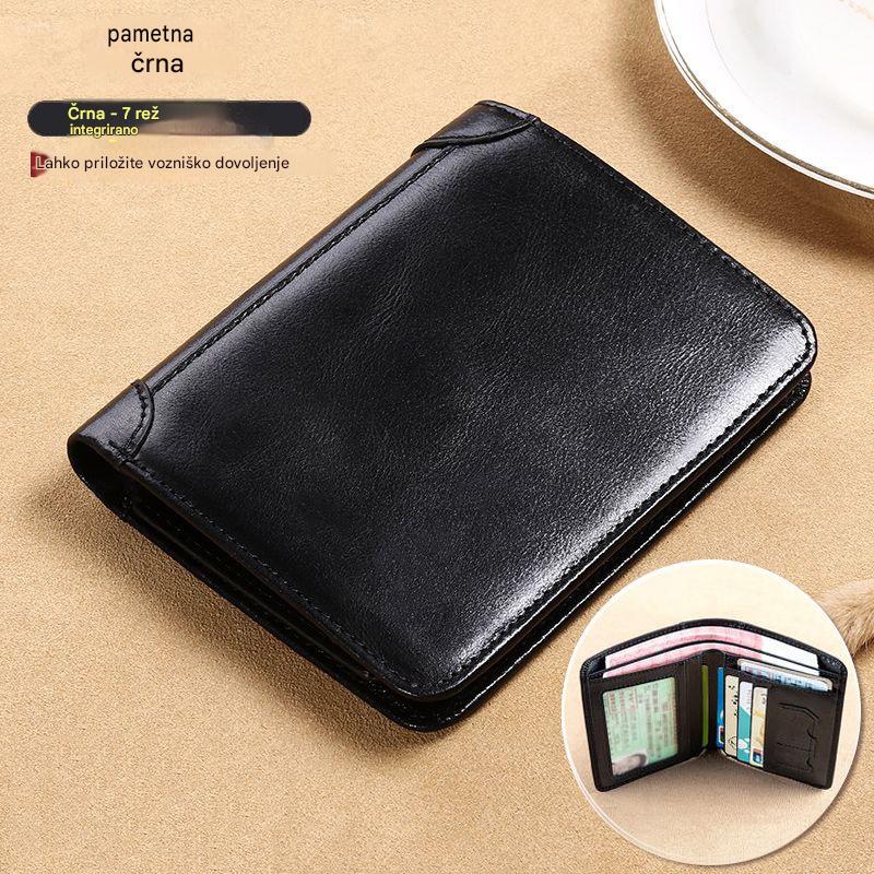 🐂✨ Nueva cartera de cuero genuino para hombre, múltiples ranuras para tarjetas, diseño antirrobo.