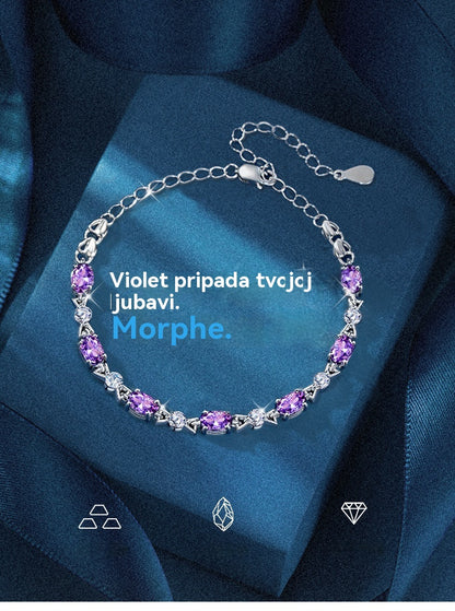 💞✨💜Elegantna, minimalistička, nišna ametist srebrna narukvica