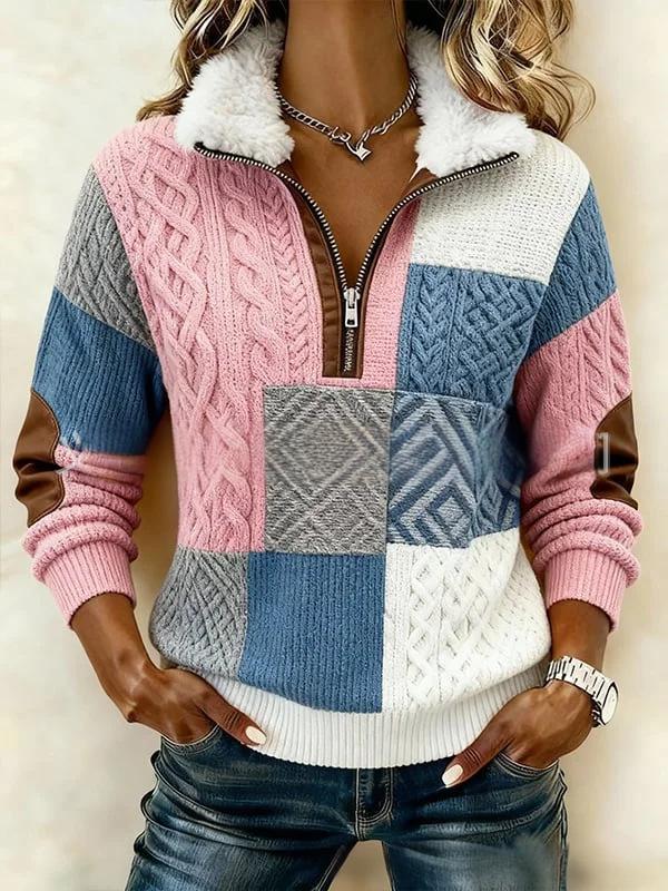 【S-3XL】Časovno omejeno presenečenje: 50 % popust!🔥🔥 Pulover z dolgimi rokavi in potiskom ter krznenim kardiganom