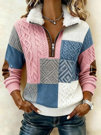 【S-3XL】Časovno omejeno presenečenje: 50 % popust!🔥🔥 Pulover z dolgimi rokavi in potiskom ter krznenim kardiganom